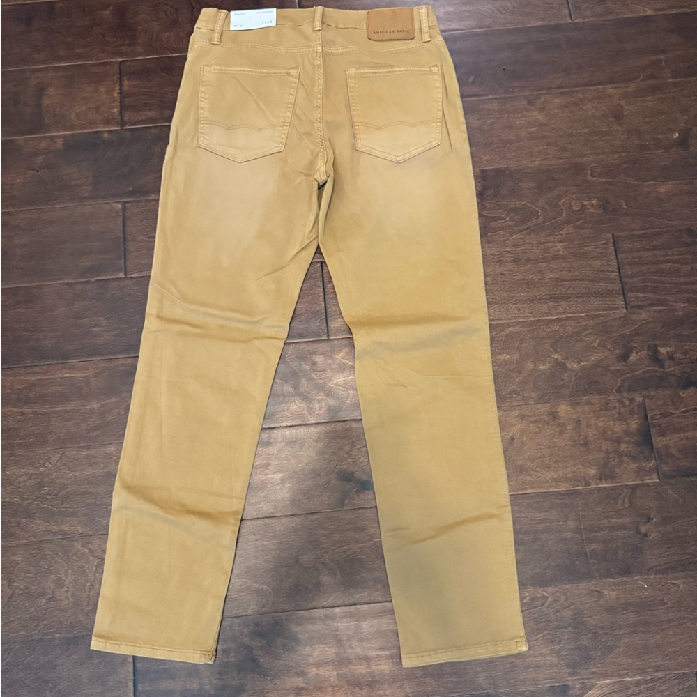 American Eagle Khaki/Tan Straight-Leg Next Level Flex Jeans